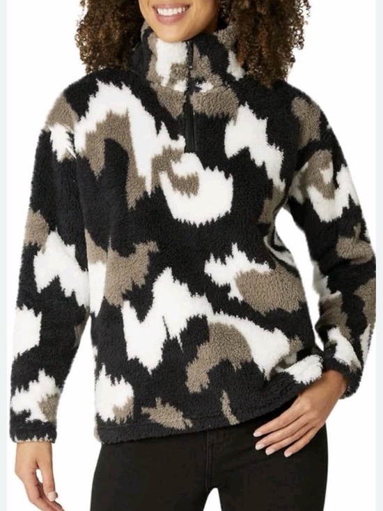 Eddie Bauer Sweaters - Eddie Bauer Sherpa Half-Zip Pullover - Black, White & Taupe
